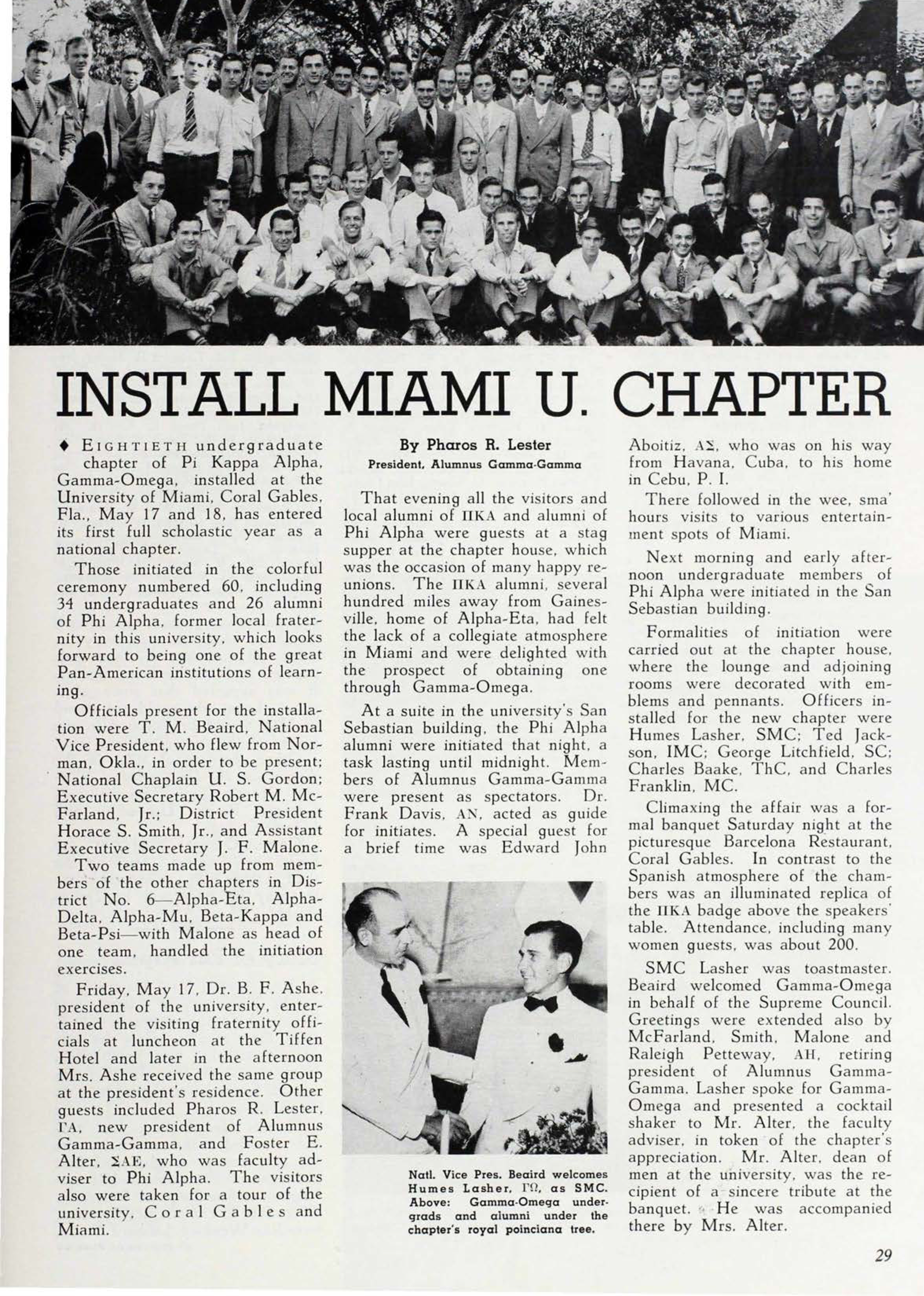 Install Miami U. Chapter